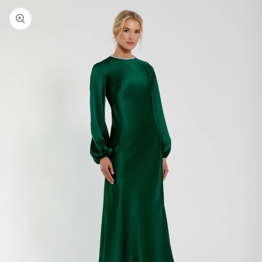 Mac Duggal Green Long Sleeve Dress